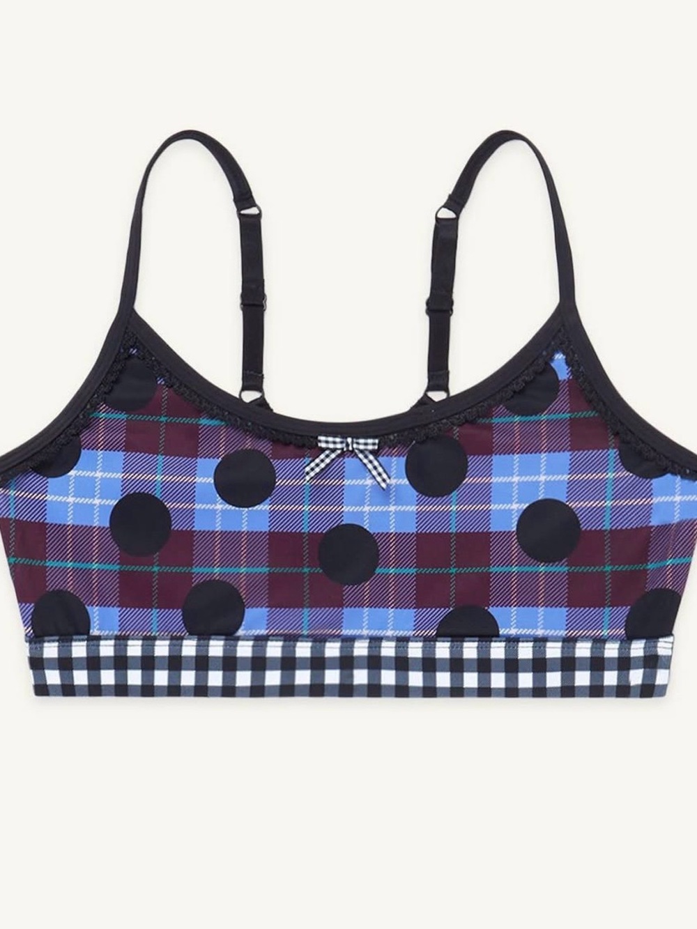 Plaid & Polka Dot Bralette - Purple/Blue